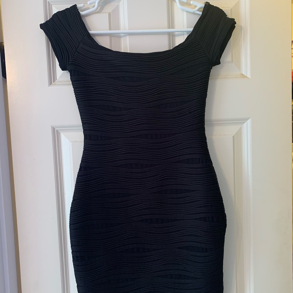 black fitted dress